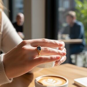 London Blue Ruby with Diamond 14karat gold